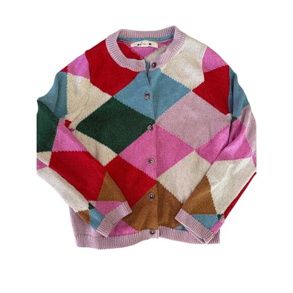 Mini Boden multi color triangle cardigan sweater size 7/8 - Picture 1 of 2